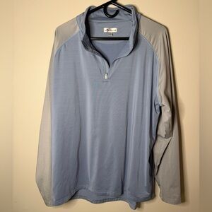 Peter Millar CROWN SPORT MEN'S PERFORMANCE MELANGE QUARTER-ZIP Size XL Blue/grey